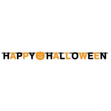 Halloween bogstavguirlande i sort og orange - 2 m