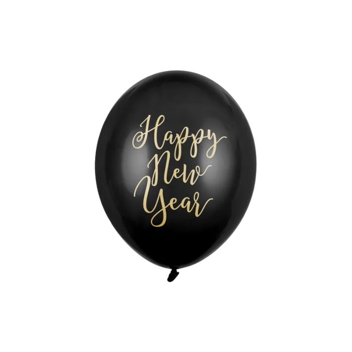 "Happy New Year" balloner med guld skrift sort 50x - 30 cm