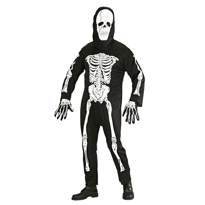 Skeletkostume med heldragt og maske