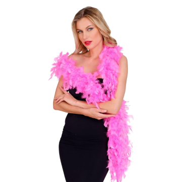 Pink Boa med Fjer deluxe - 180 cm