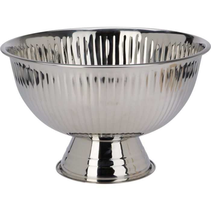 Håndlavet bowle på fod med hamrede linjer Ø 39,5 cm