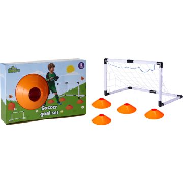 Fodboldmål med net og 4 kegler