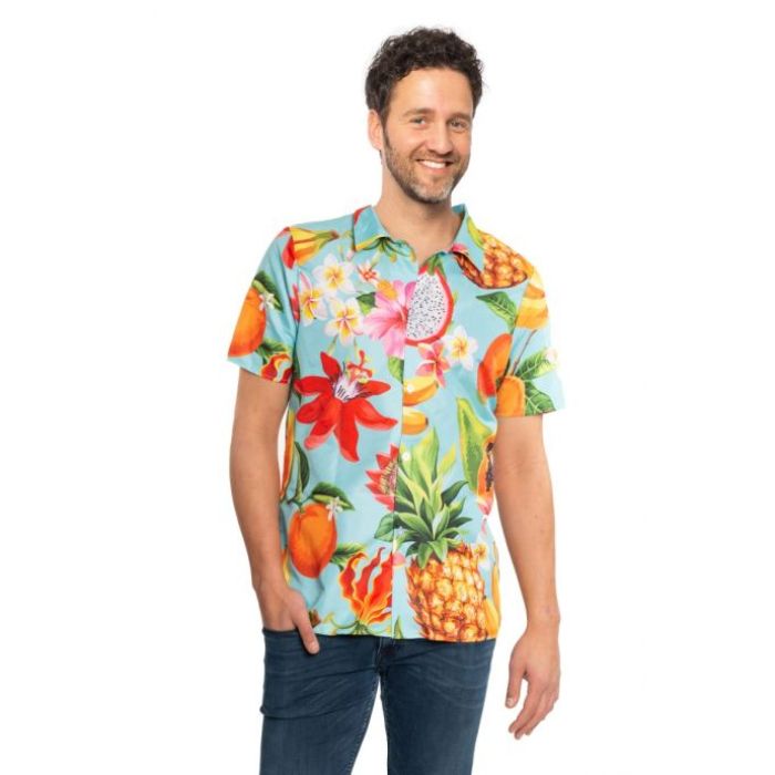 Hawai skjorte med multifarvet frugtmotiver 