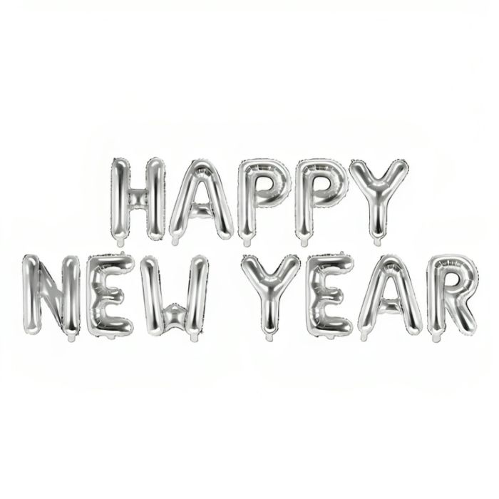 Folieballon happy new year sølv 422x46 cm