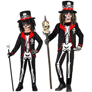 Voodoopræst skeletkostume til drenge