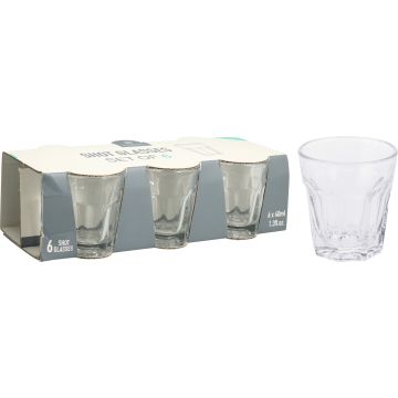 Shotglas i klart glas, sæt af 6, 40 ml