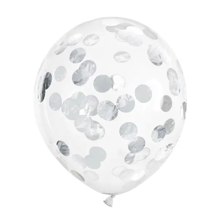 Balloner med rund sølv konfetti 6x - 30 cm