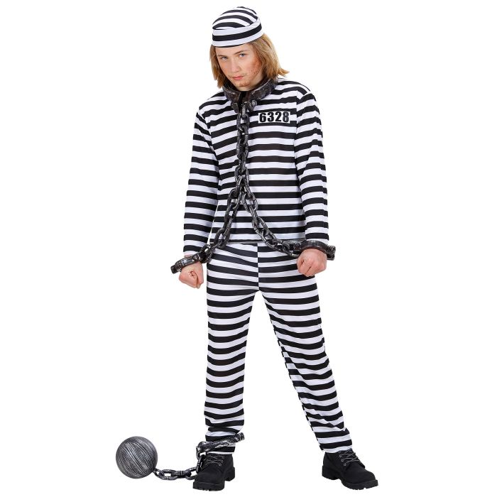 Sort-hvidstribet fangekostume til drenge
