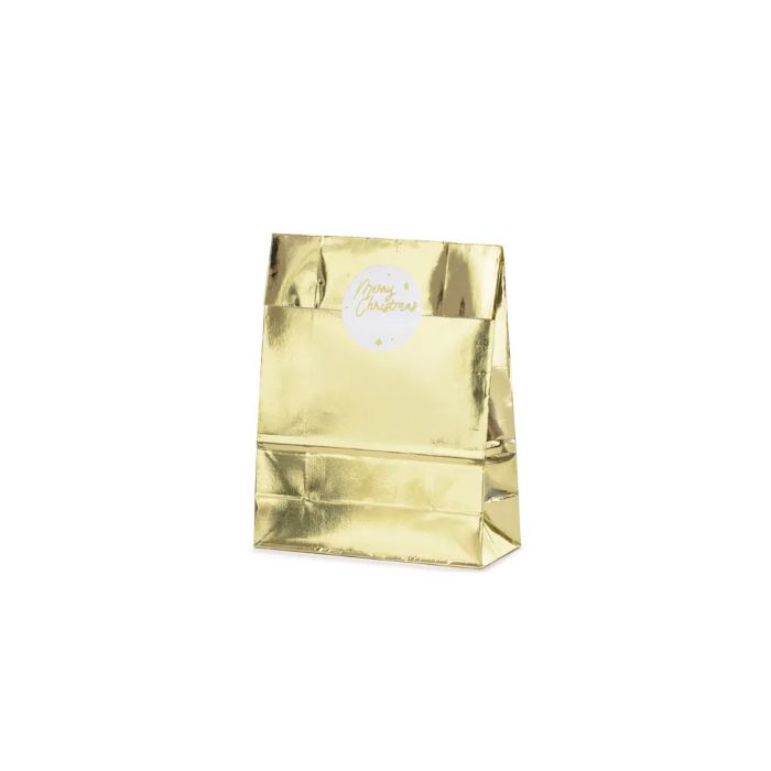 Gavepose merry christmas guld 3x 25x38x11cm