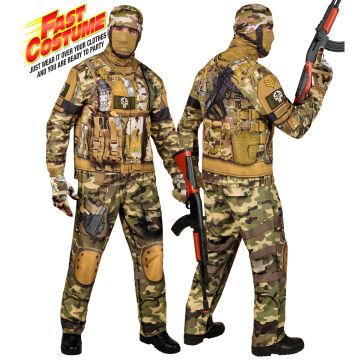 Soldat kostume til herrer i camouflage