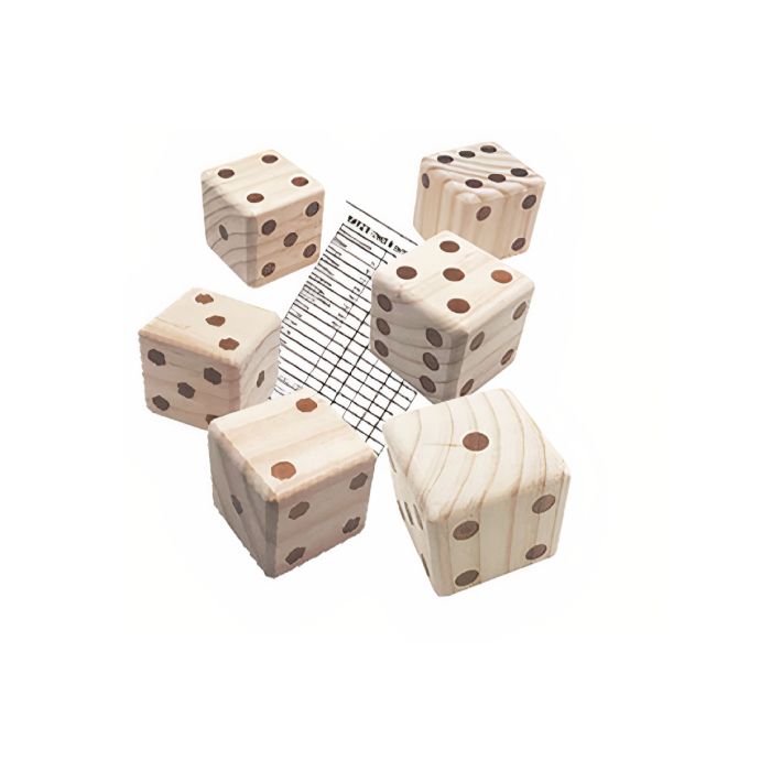 Kæmpe yatzy spil til haven inkl 6 terninger 7x7x7 cm og blok