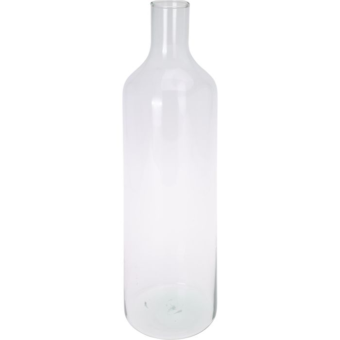 Vase i genanvendt glas med smal hals, ca. Ø 15 x H 53 cm
