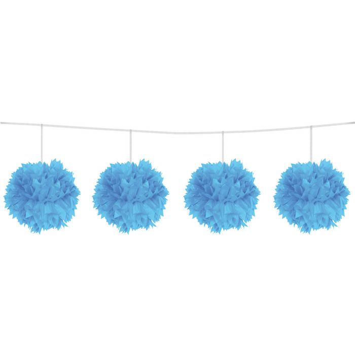 Pompom guirlande lyseblå - 3 m