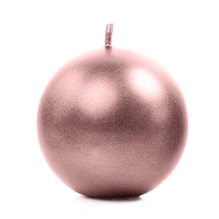 Runde Metallic Rose Gold Stearinlys 6x - 8 cm