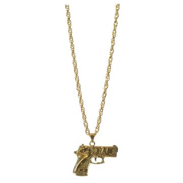 Guld pistol halskæde - onesize