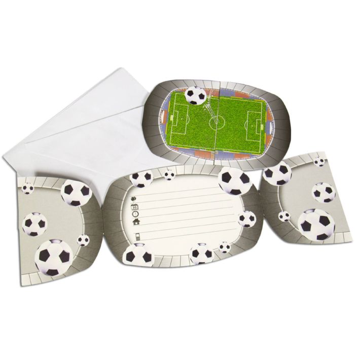 Fodbold invitationskort 8x - 17x17 cm