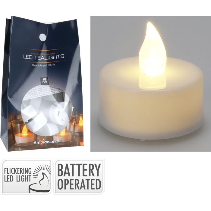 LED-fyrfadslys 15 stk. med flakkende lys