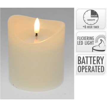 LED bloklys hvid - 9x9x10 cm