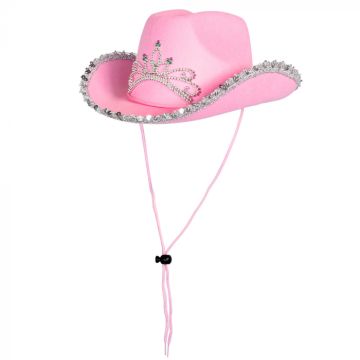 Pink glimmer cowboy hat børn