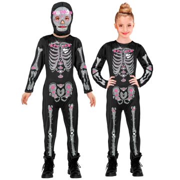 Skelet kostume til piger med maske
