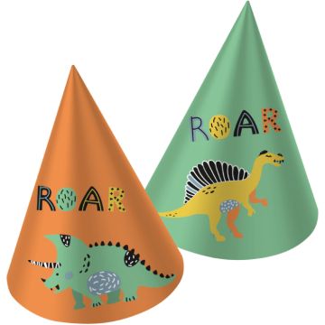 Festhatte med dinosaur motiver 6x - 16,5 cm