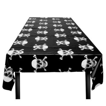 Dødningehoved plastik dug sort - 180x130 cm