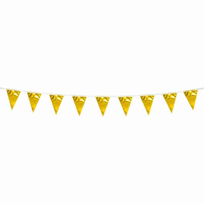 Guld metallisk flagguirlande 10x15 cm - 3 meter
