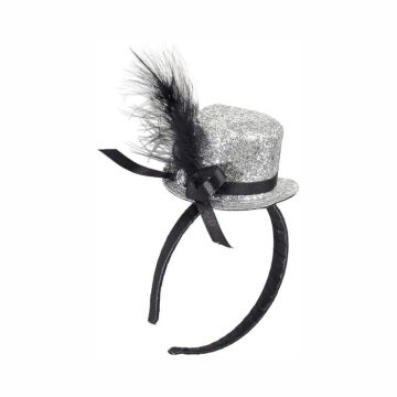 Mini Glitter Rund Top Hat - Sølv