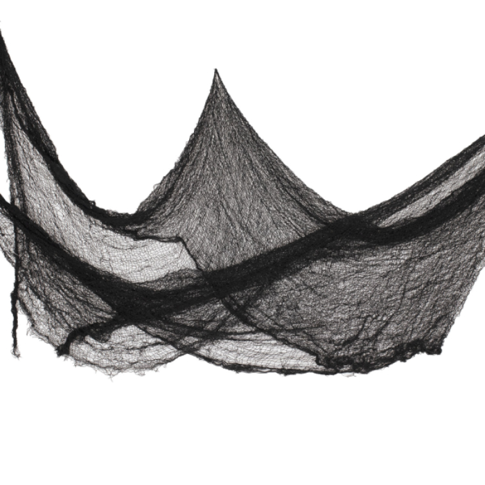 Sort net spindelvæv dekoration - 0,7x9,8 m