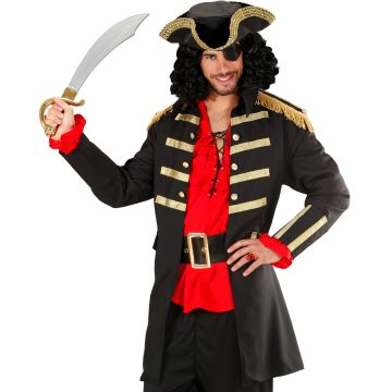 Sort piratkaptajn-kostume til herre