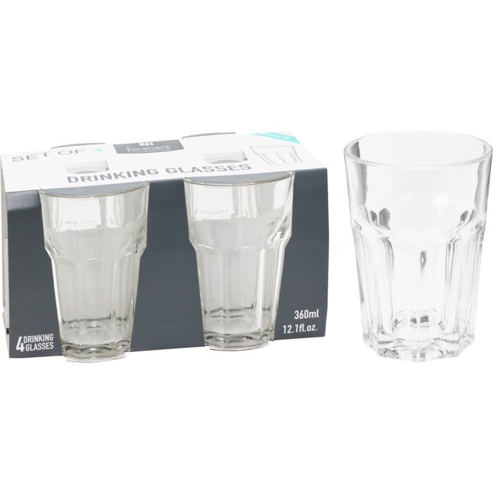 Facetterede drikkeglas 4 stk. 360 ml