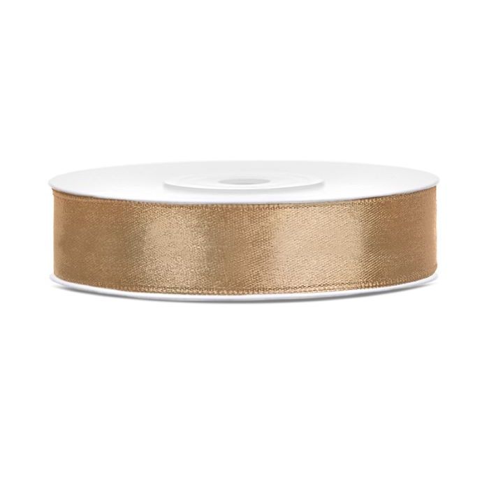 Guld satinbånd - 12 mm x 25 m