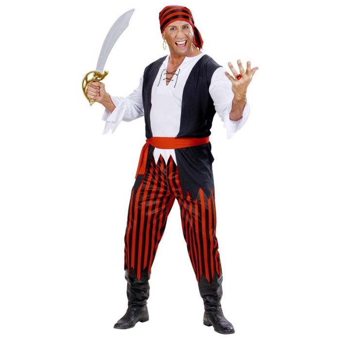 Pirat kostume mænd rød/sort stribet