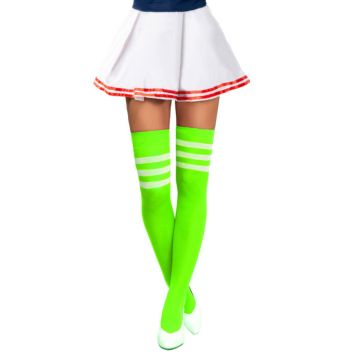Cheerleader knæstrømper neon grøn og hvid - onesize