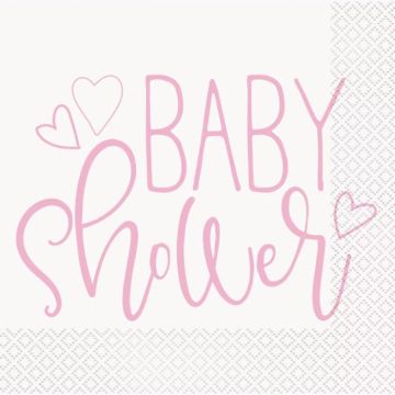 Servietter i pink til babyshower pige 16x