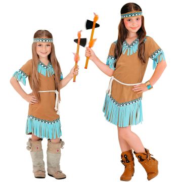 Indianerpige kostume i brun - 3 dele