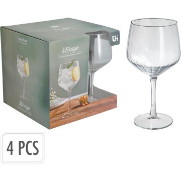 Riflede gin og tonic-glas, 4 stk., 61 cl