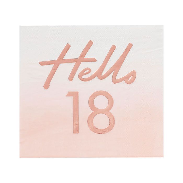 Hello "18" pink/rose gold servietter 16x - 16,5 cm