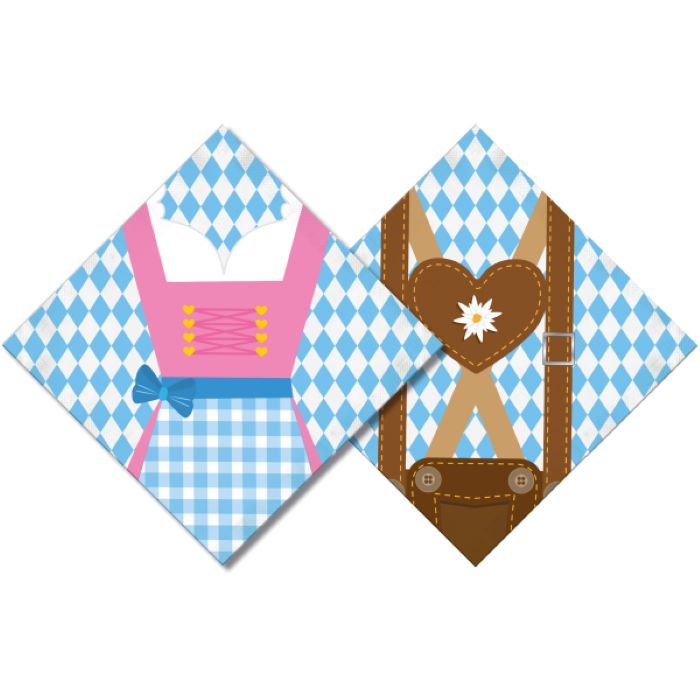 Servietter med oktoberfest motiver 20x - 33x33 cm