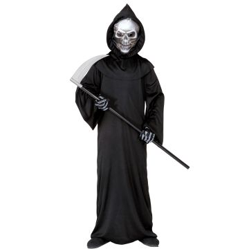 Grim Reaper kostume med sølvmaske til drenge