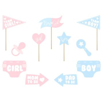 Gender reveal photo booth rekvisitter 11x