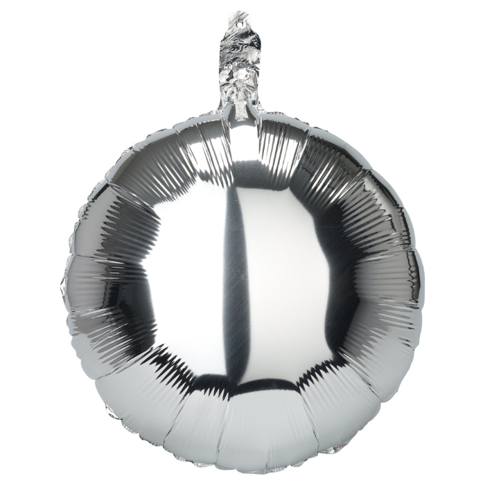 Rund sølv folieballon 10x - 46 cm