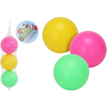 3 mini strandbolde i pink, grøn og gul