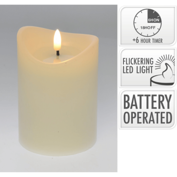 LED bloklys hvid - 9x9x12,5 cm