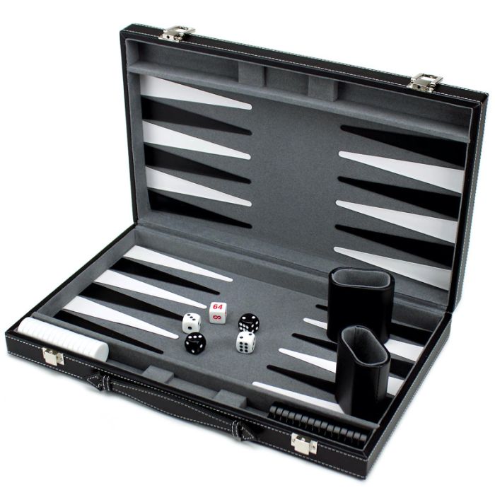 Backgammon deluxe - inkl. brikker, terninger & raflebægre