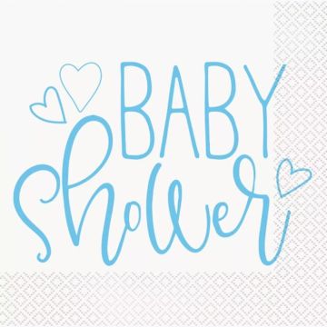 Servietter i blå til babyshower dreng 16x