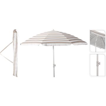 Strandparasol med vippefunktion, taupe og hvid, over 200 cm