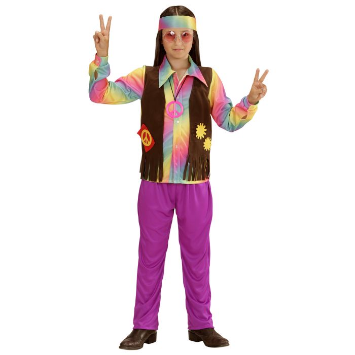 Hippie-sæt med vest, bukser og pandebånd