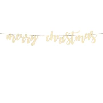 Merry Christmas Banner i Træ - 87 cm