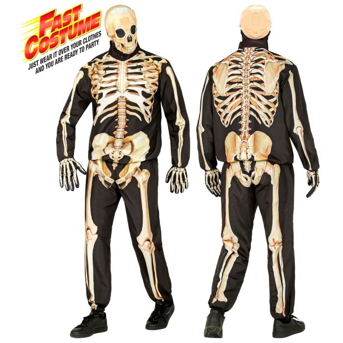 Skeletkostume til herrer i sort